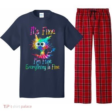 Tie Dye It's Fine I'm Fine Everything Is Fine Funny Cat Pajama Set