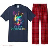 Tie Dye It's Fine I'm Fine Everything Is Fine Funny Cat Pajama Set thumb 0