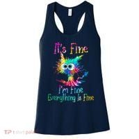 Tie Dye It's Fine I'm Fine Everything Is Fine Funny Cat Women's Tank Top thumb 0