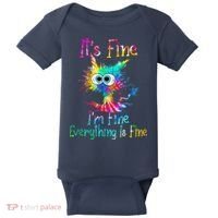 Tie Dye It's Fine I'm Fine Everything Is Fine Funny Cat Baby Bodysuit thumb 0