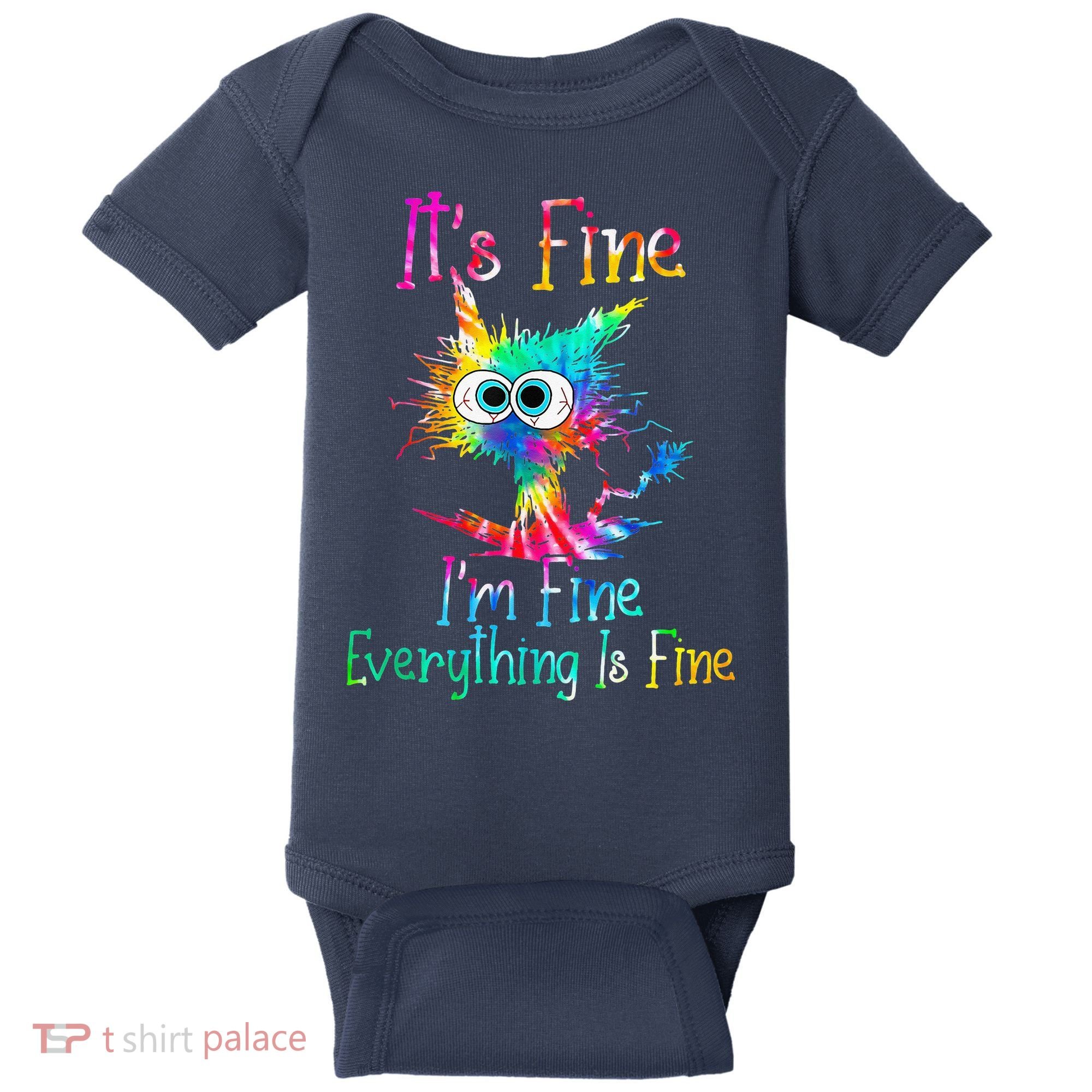 Tie Dye It's Fine I'm Fine Everything Is Fine Funny Cat Baby Bodysuit