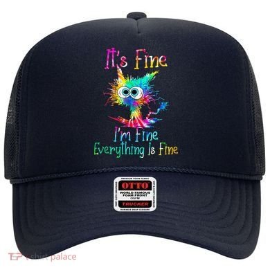 Tie Dye It's Fine I'm Fine Everything Is Fine Funny Cat Hat