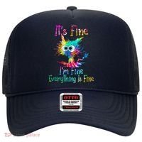 Tie Dye It's Fine I'm Fine Everything Is Fine Funny Cat Hat thumb 0