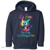 Tie Dye It's Fine I'm Fine Everything Is Fine Funny Cat Toddler Hoodie thumb 0