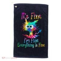 Tie Dye It's Fine I'm Fine Everything Is Fine Funny Cat Golf Towel thumb 0