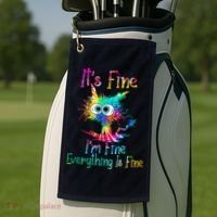 Tie Dye It's Fine I'm Fine Everything Is Fine Funny Cat Golf Towel thumb 2
