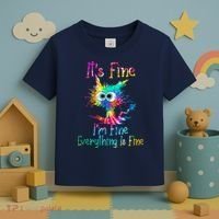 Tie Dye It's Fine I'm Fine Everything Is Fine Funny Cat Toddler T-Shirt thumb 3