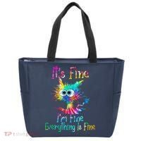 Tie Dye It's Fine I'm Fine Everything Is Fine Funny Cat Tote Bag thumb 0