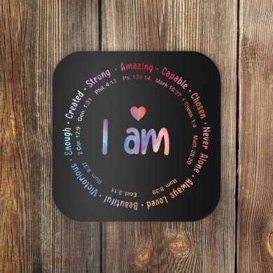 Tie Dye I Am Inspiration Christian Religious Bible Verses Coaster