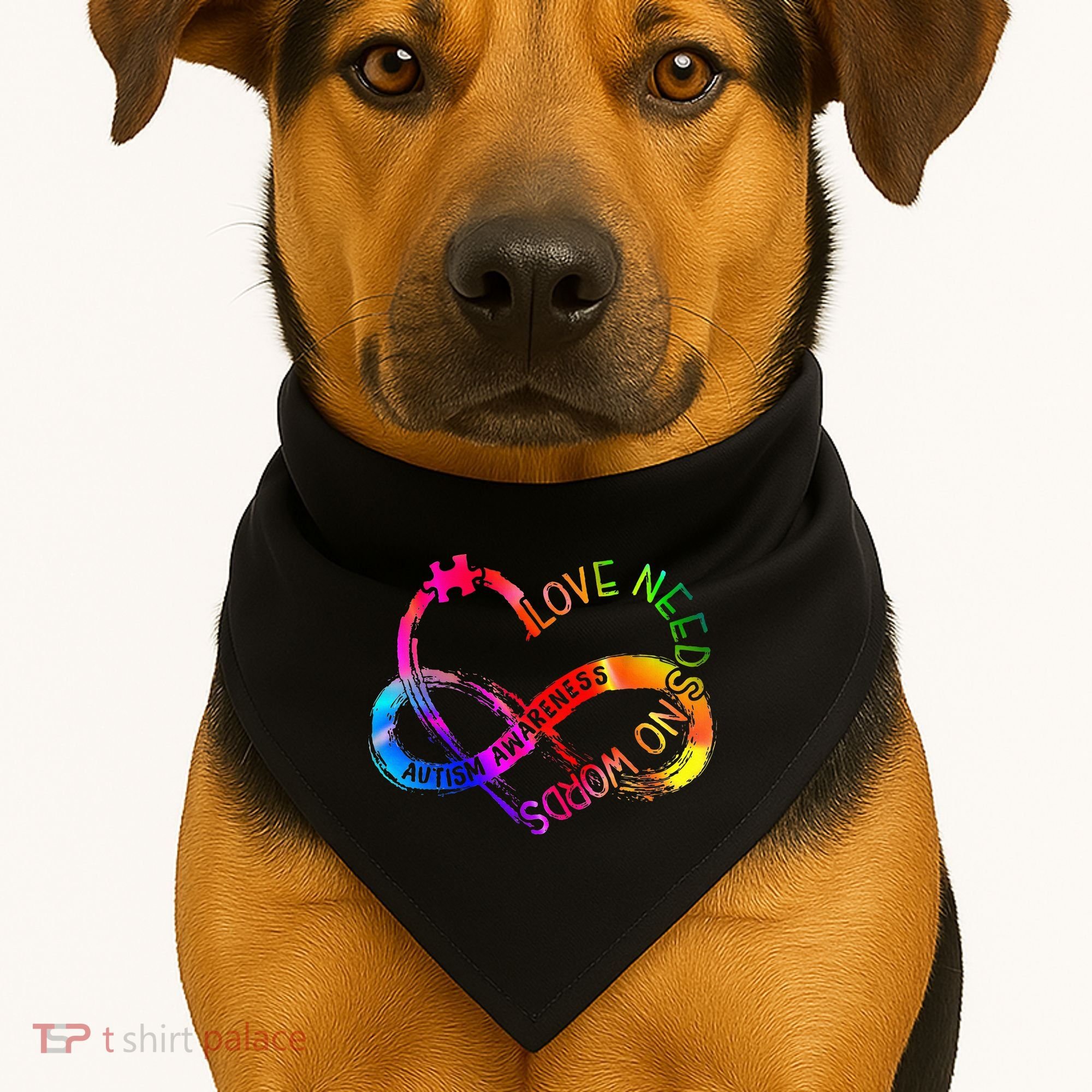 Tie Dye Infinity Heart Love Autism Awareness Needs No Words USA-Made Doggie Bandana