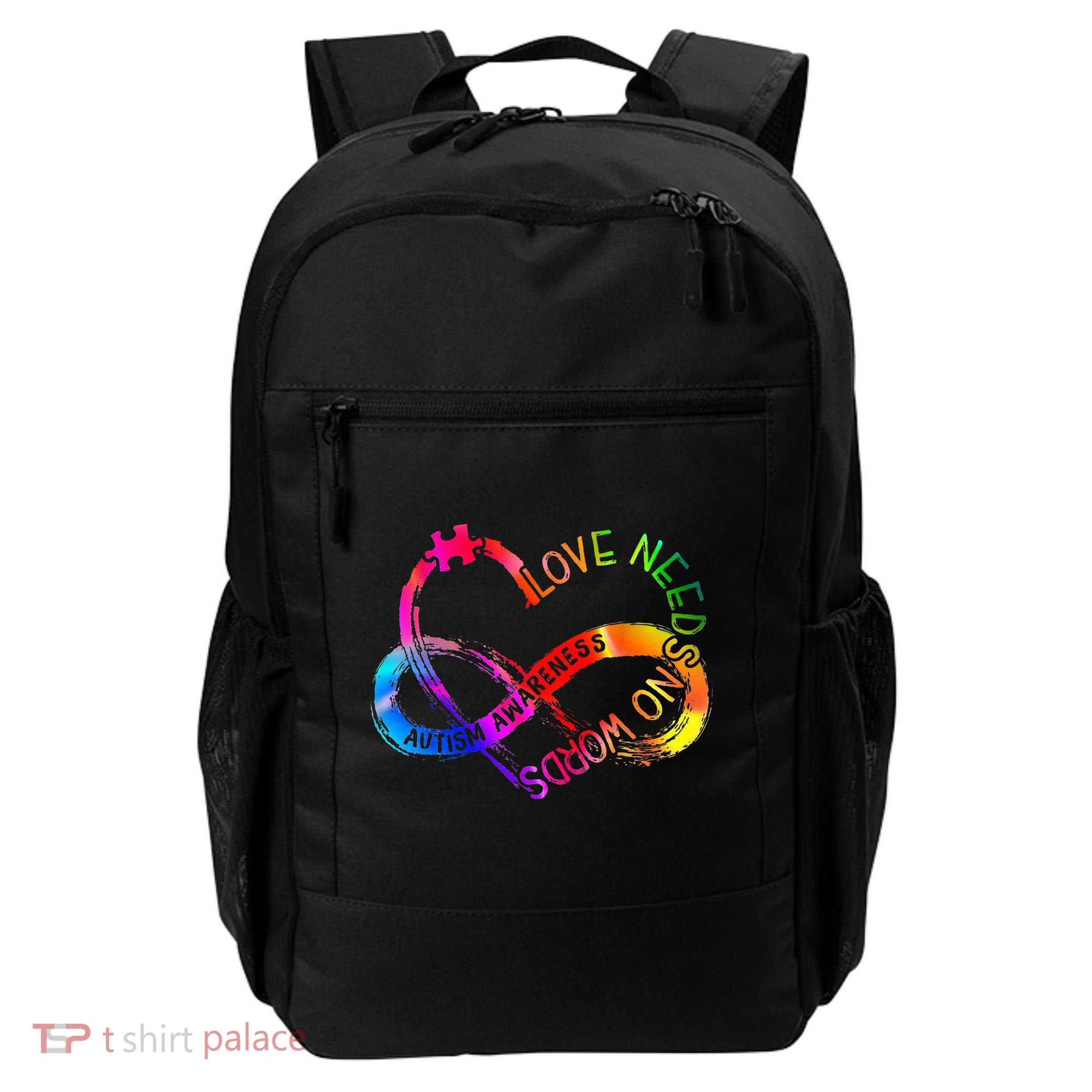 Tie Dye Infinity Heart Love Autism Awareness Needs No Words Backpack