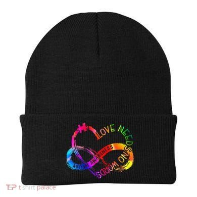 Tie Dye Infinity Heart Love Autism Awareness Needs No Words Beanie