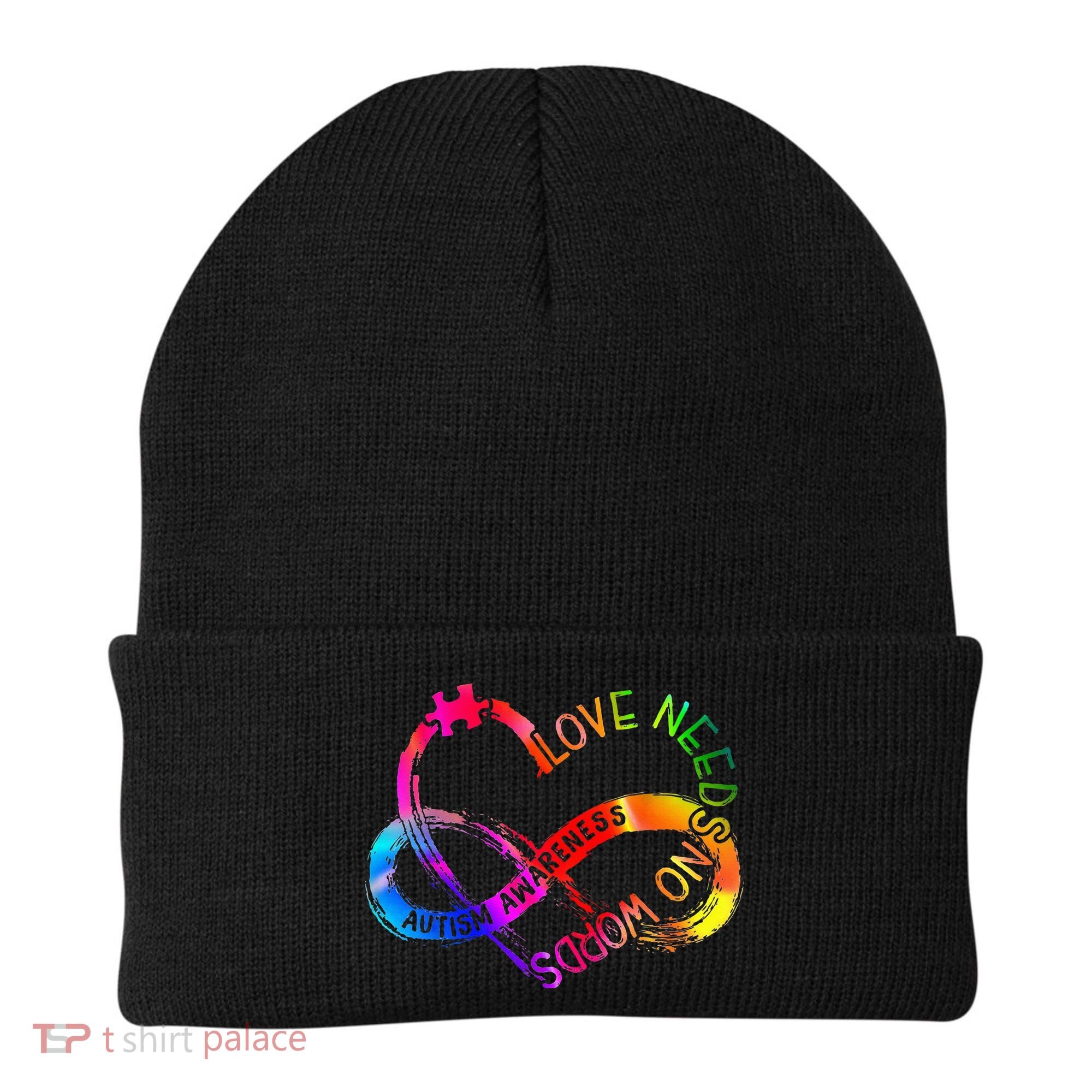 Tie Dye Infinity Heart Love Autism Awareness Needs No Words Beanie