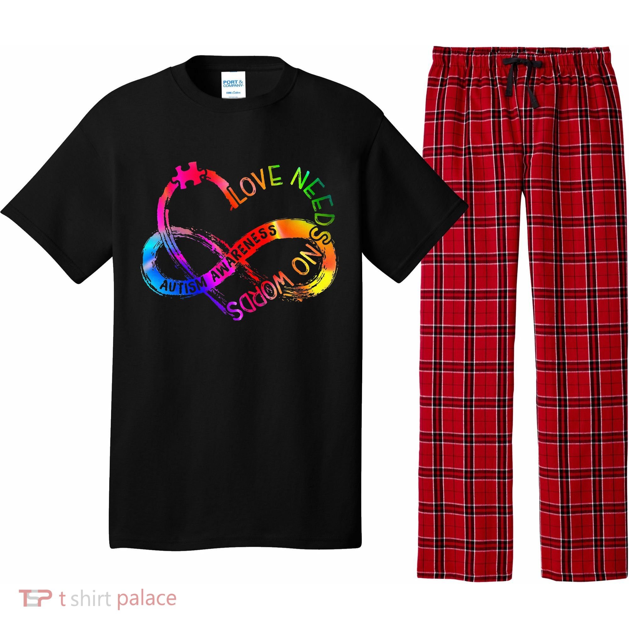 Tie Dye Infinity Heart Love Autism Awareness Needs No Words Pajama Set