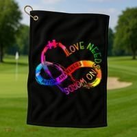 Tie Dye Infinity Heart Love Autism Awareness Needs No Words Golf Towel thumb 1