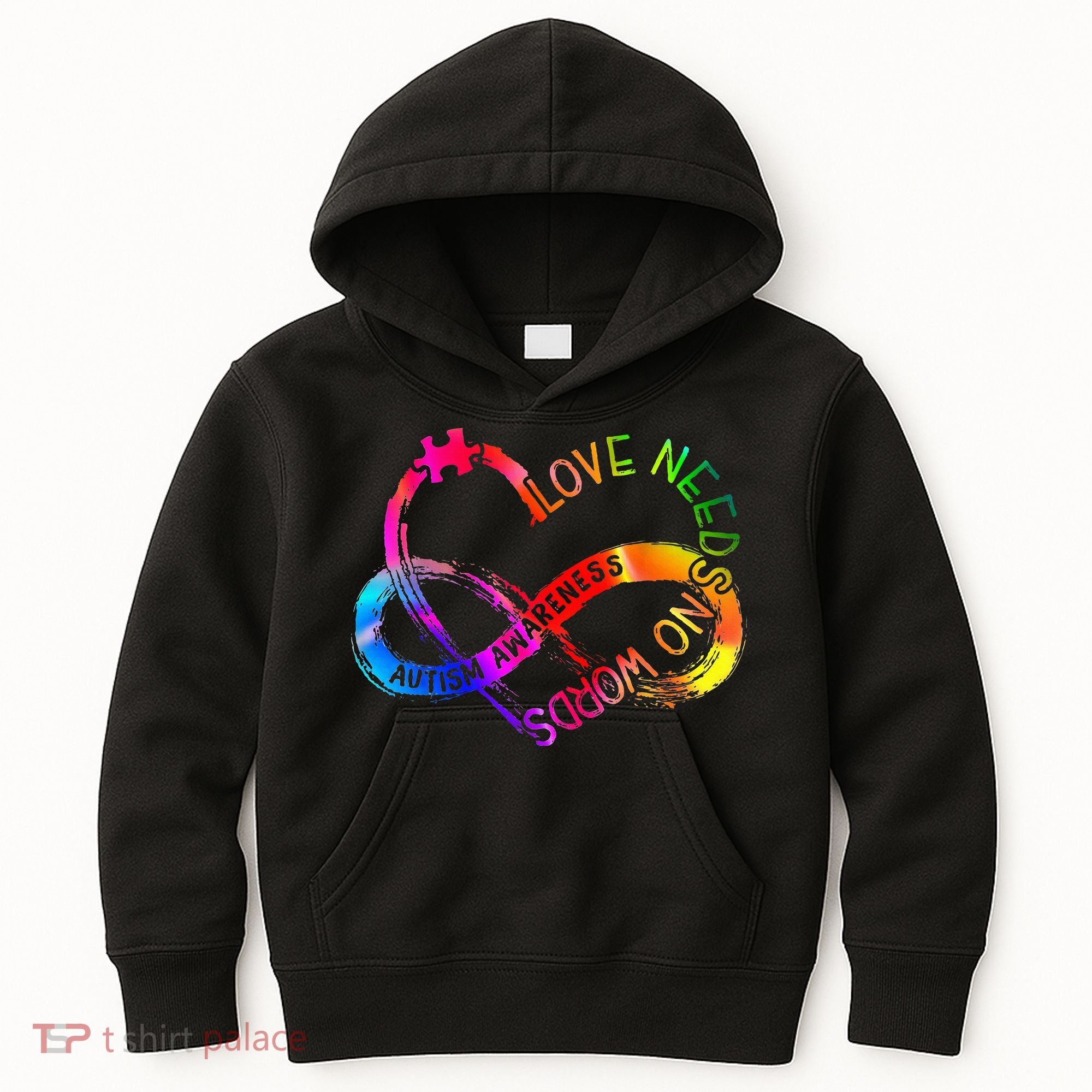 Tie Dye Infinity Heart Love Autism Awareness Needs No Words Kids Hoodie