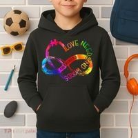 Tie Dye Infinity Heart Love Autism Awareness Needs No Words Kids Hoodie thumb 2