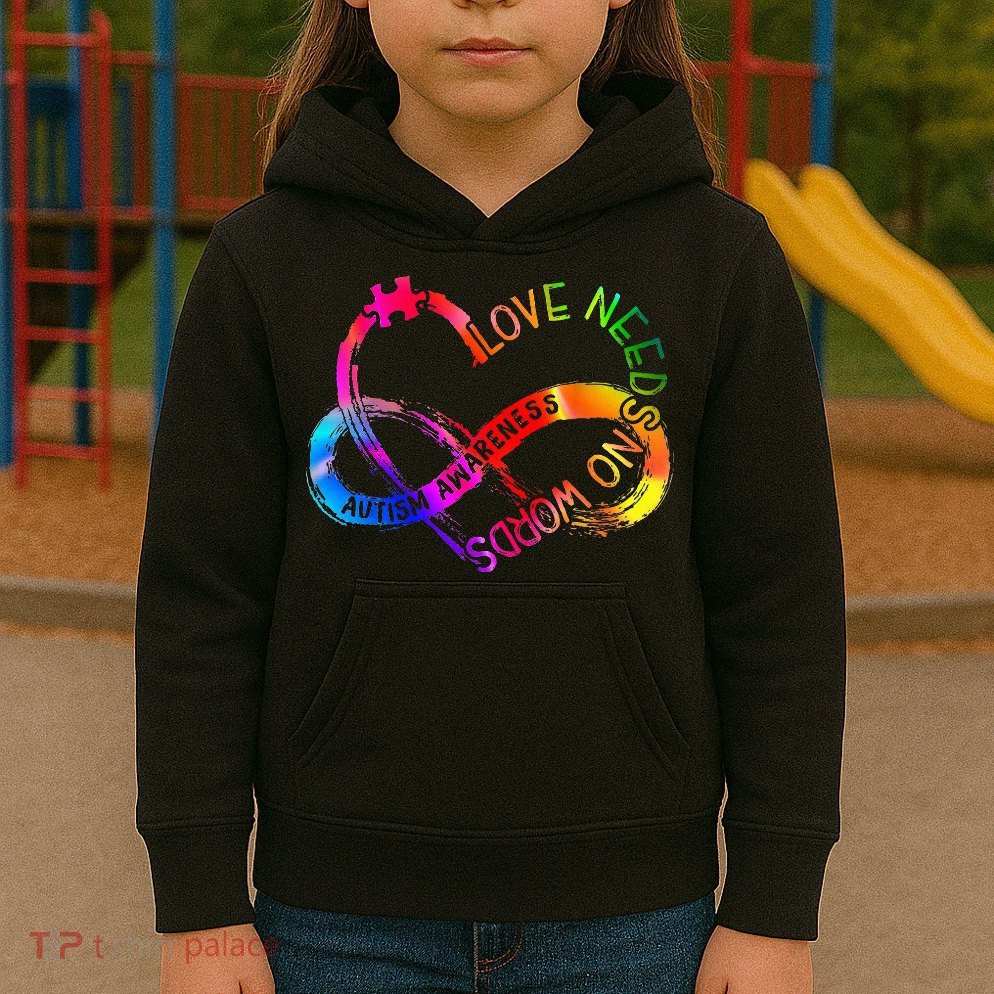 Tie Dye Infinity Heart Love Autism Awareness Needs No Words Kids Hoodie