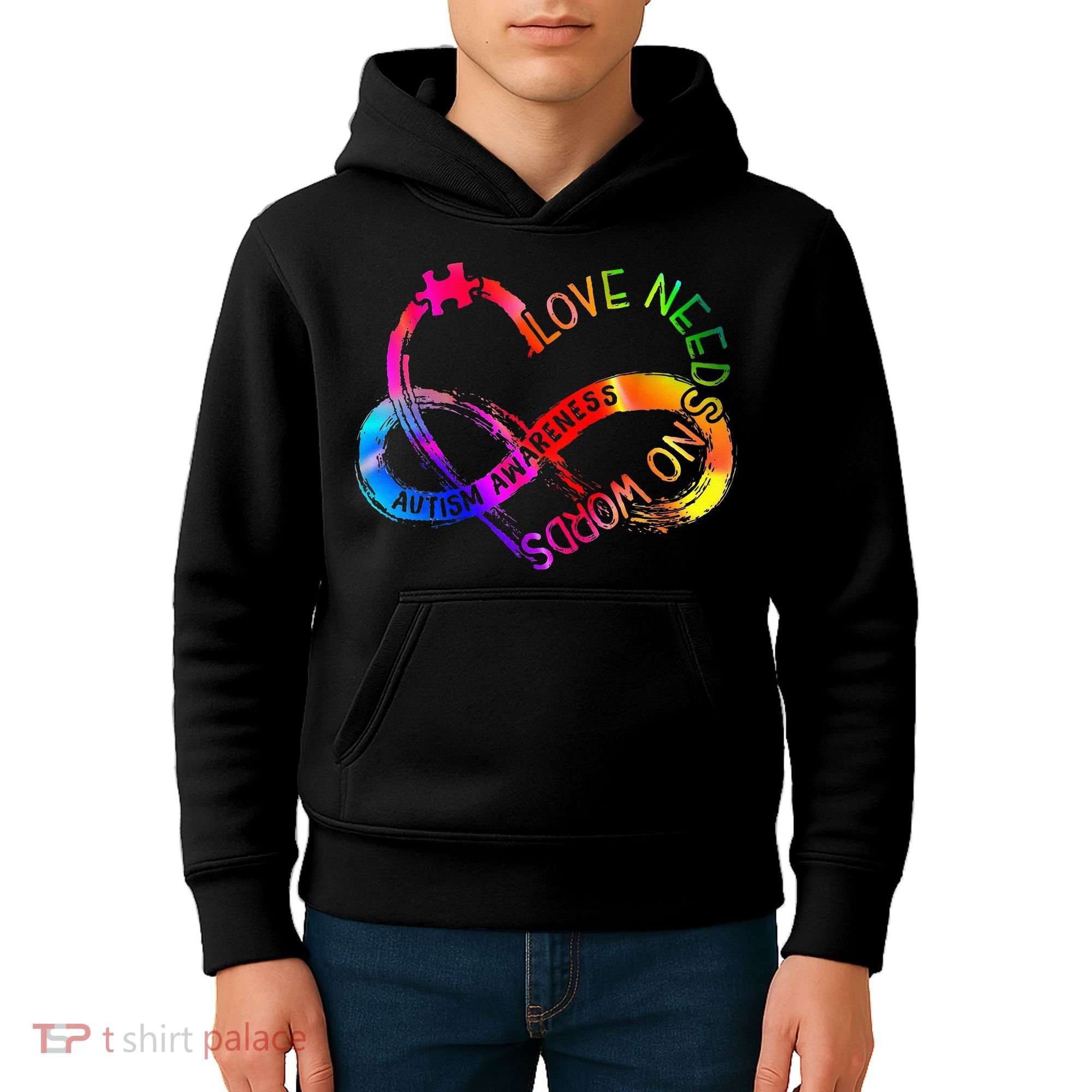 Tie Dye Infinity Heart Love Autism Awareness Needs No Words Kids Hoodie