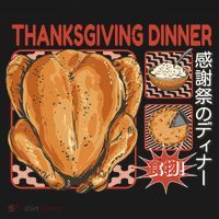Thanksgiving Dinner Japanese USA-Made Doggie Bandana thumb 2
