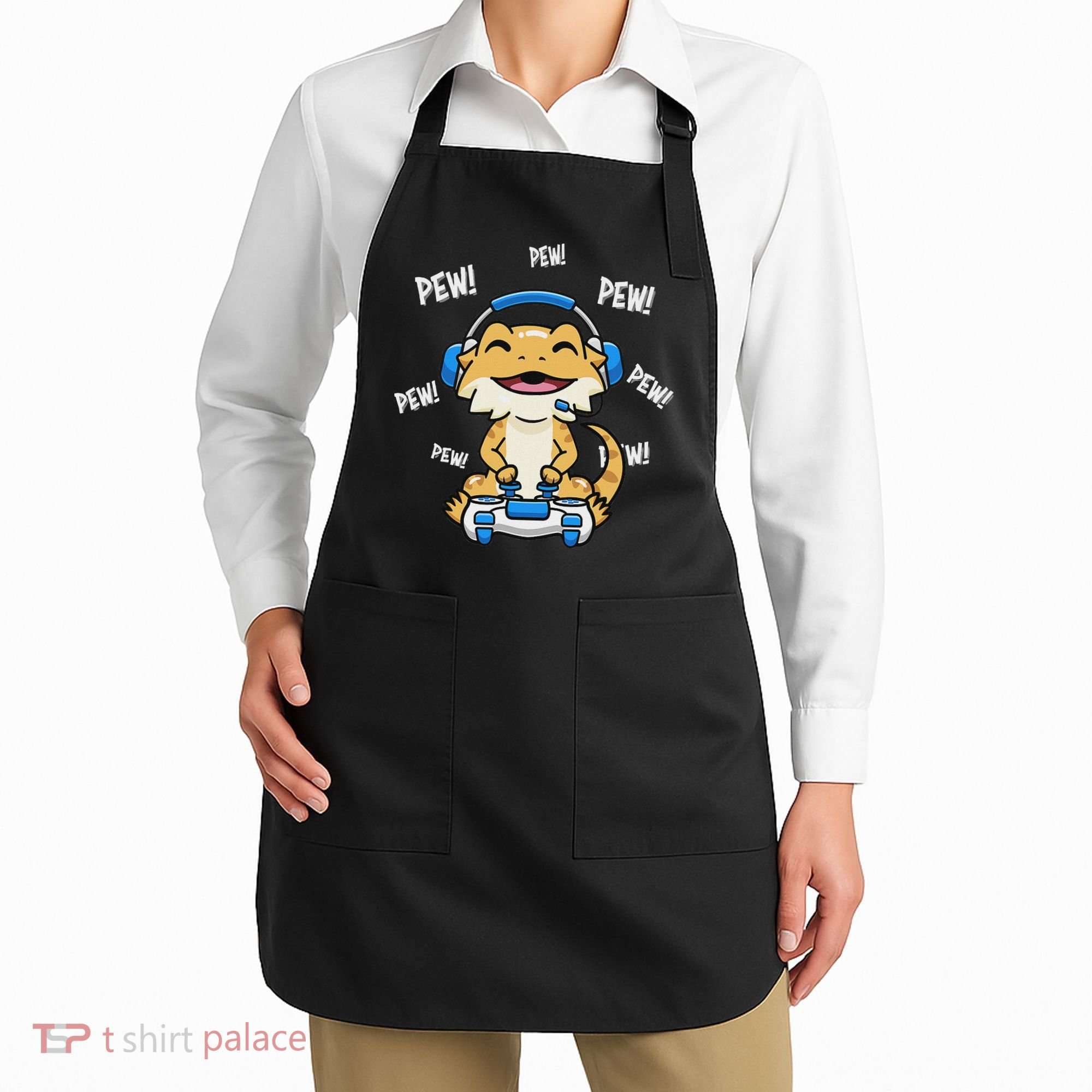 Tiny Dinosaur Kawaii Gamer Bearded Dragon Lover Apron