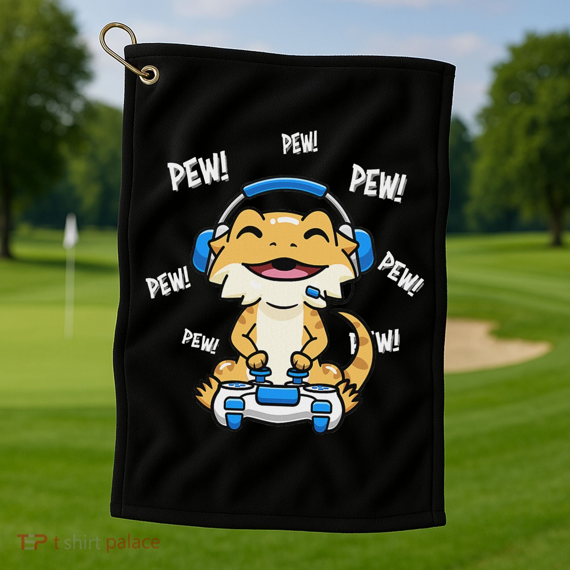 Tiny Dinosaur Kawaii Gamer Bearded Dragon Lover Golf Towel