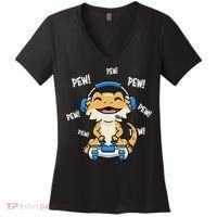 Tiny Dinosaur Kawaii Gamer Bearded Dragon Lover Women's V-Neck T-Shirt thumb 0
