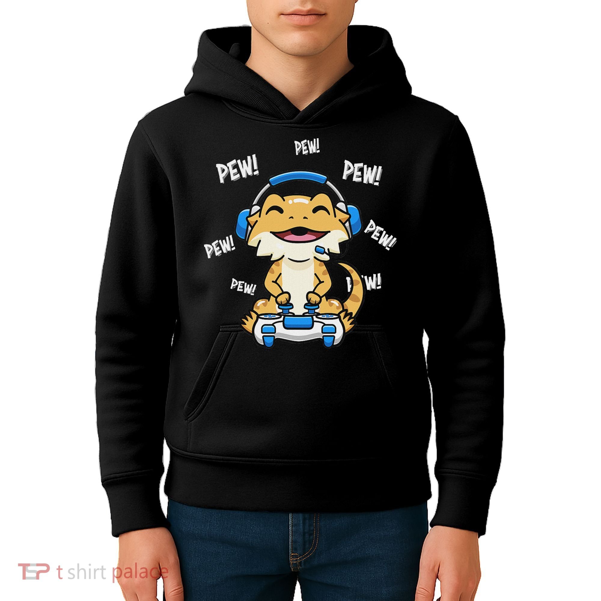 Tiny Dinosaur Kawaii Gamer Bearded Dragon Lover Kids Hoodie
