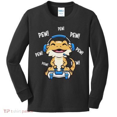 Tiny Dinosaur Kawaii Gamer Bearded Dragon Lover Kids Long Sleeve Shirt