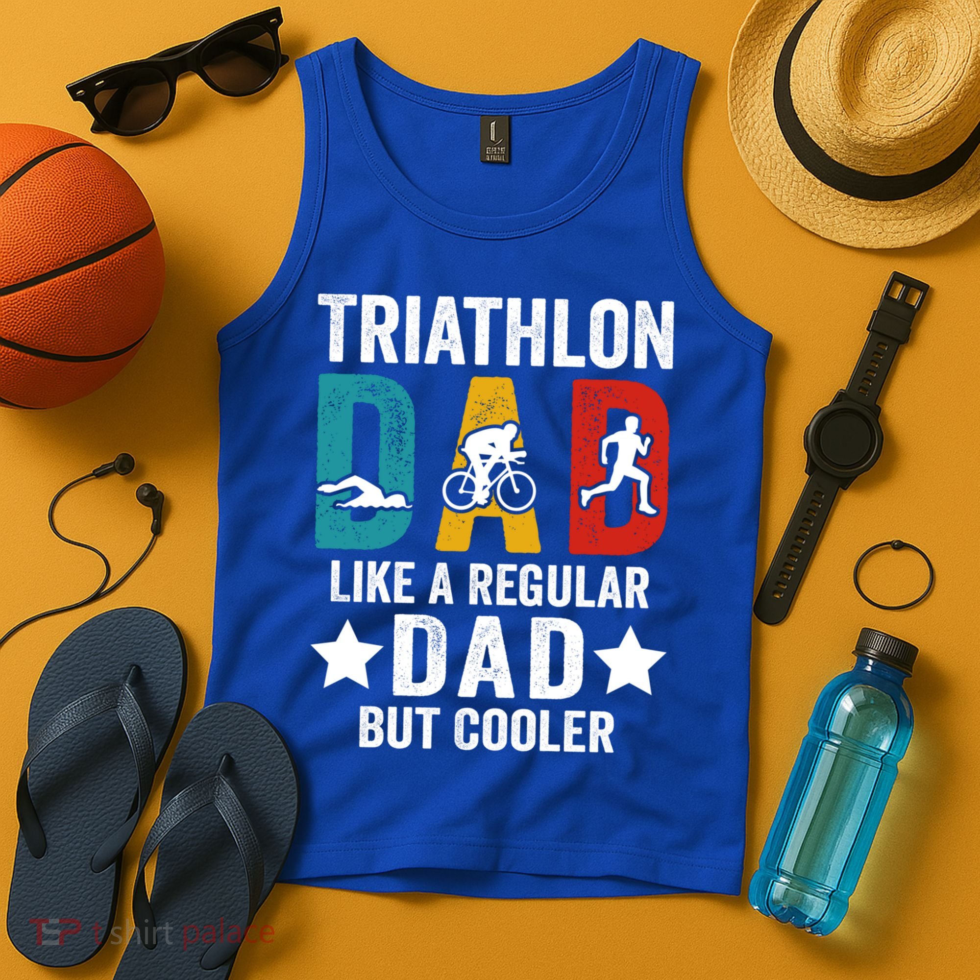 Triathlon Dad Like A Regular Dad But Cooler Gift Tank Top