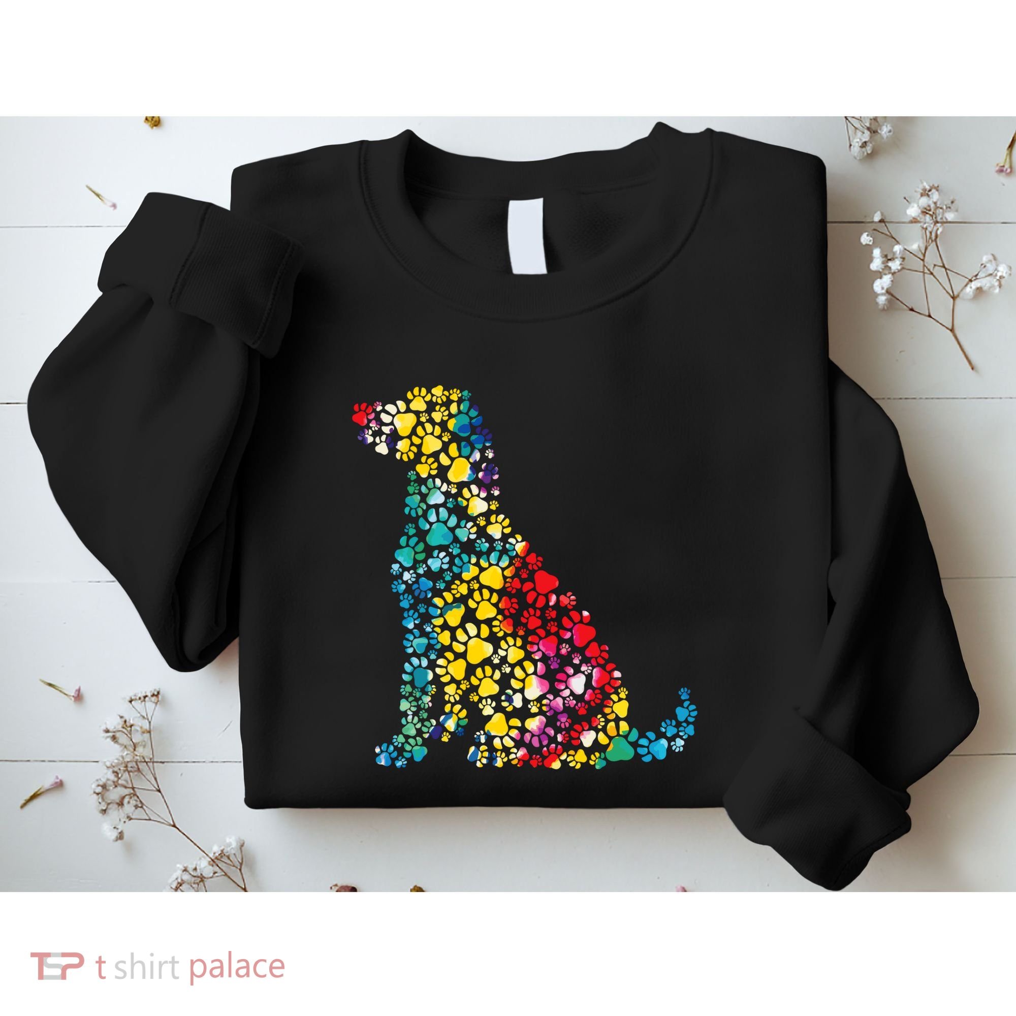 Tie Dye Love Dog Paw Pets Print Animal Lover Rainbow Sweatshirt