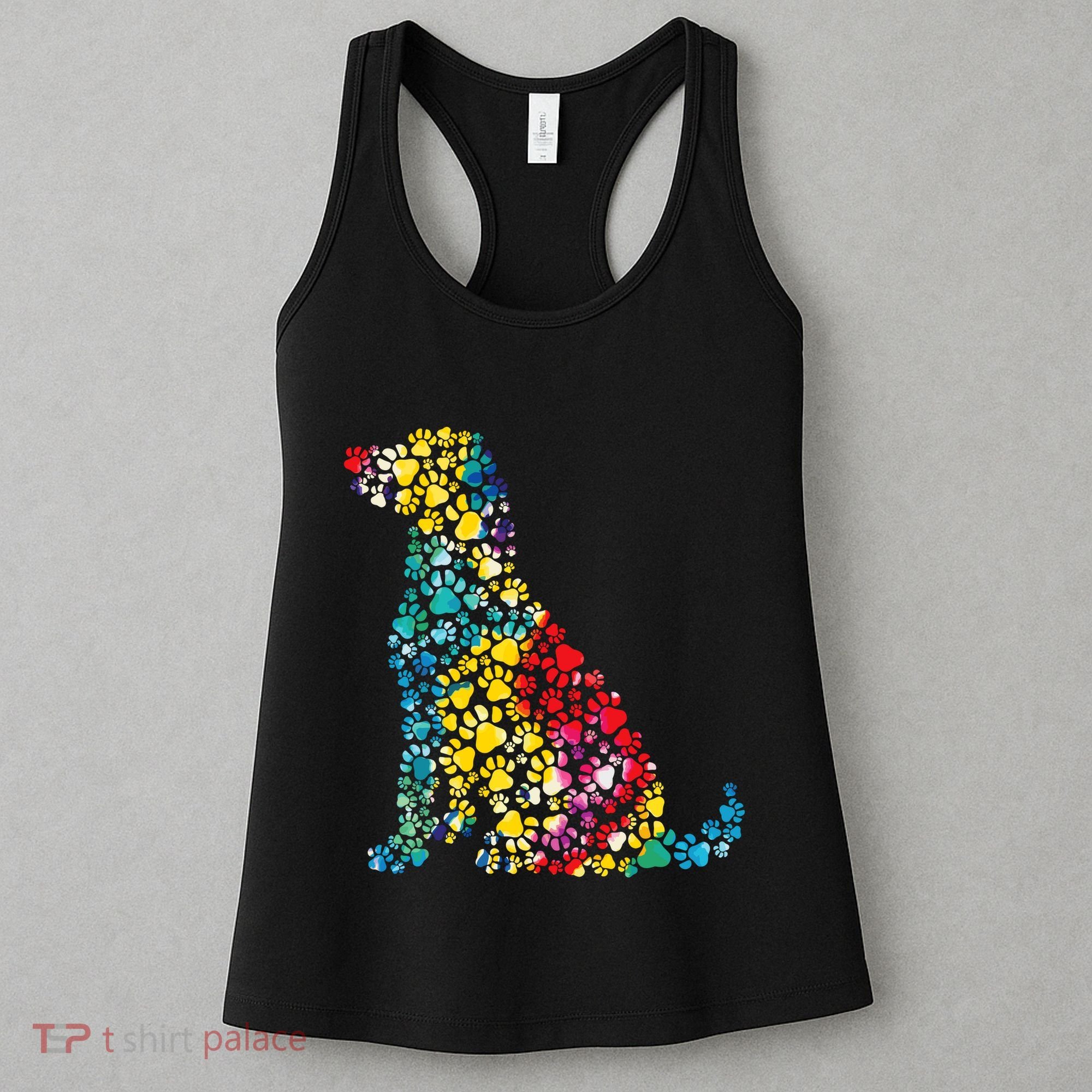 Tie Dye Love Dog Paw Pets Print Animal Lover Rainbow Women's Tank Top