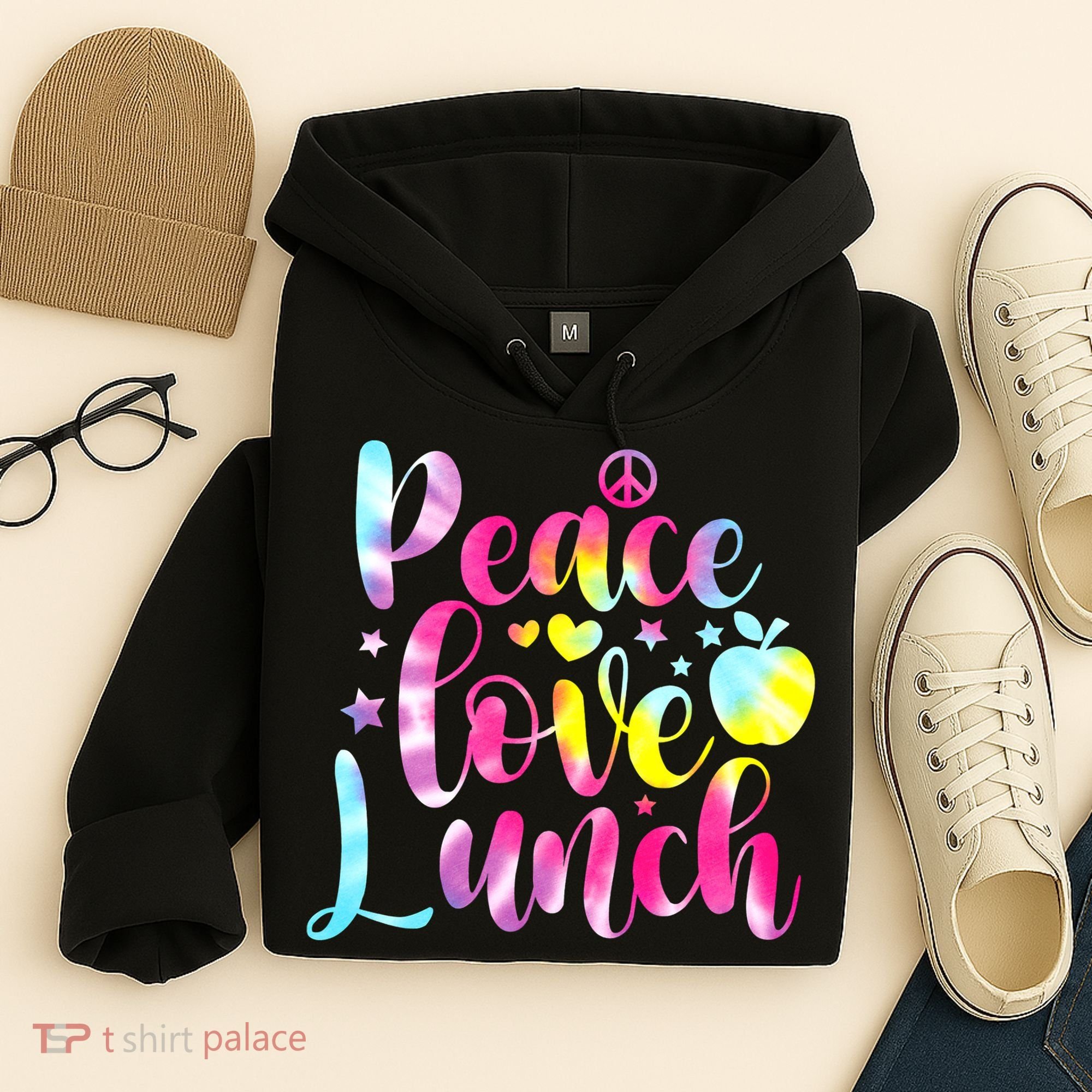 Tie Dye Lunch Lady Peace Love Lunch Cafeteria Squad Wo Hoodie