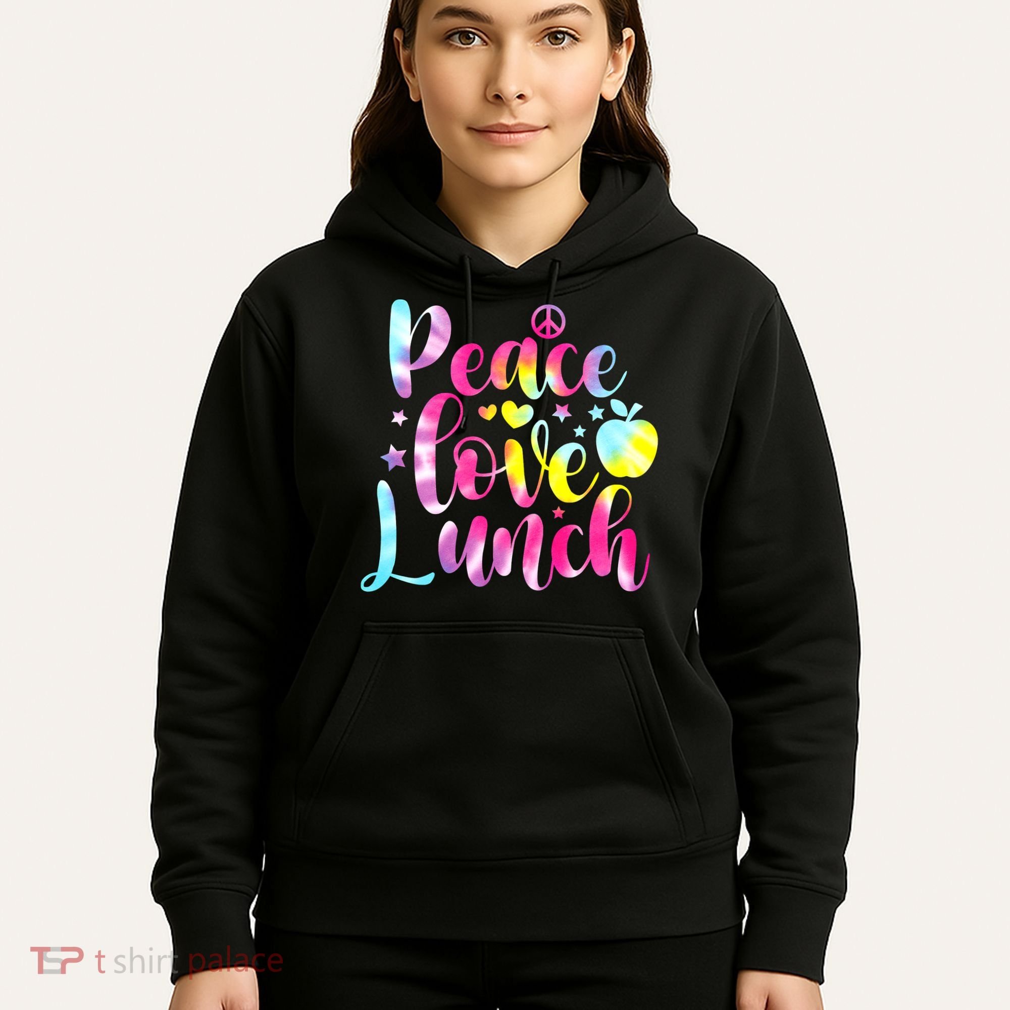 Tie Dye Lunch Lady Peace Love Lunch Cafeteria Squad Wo Hoodie