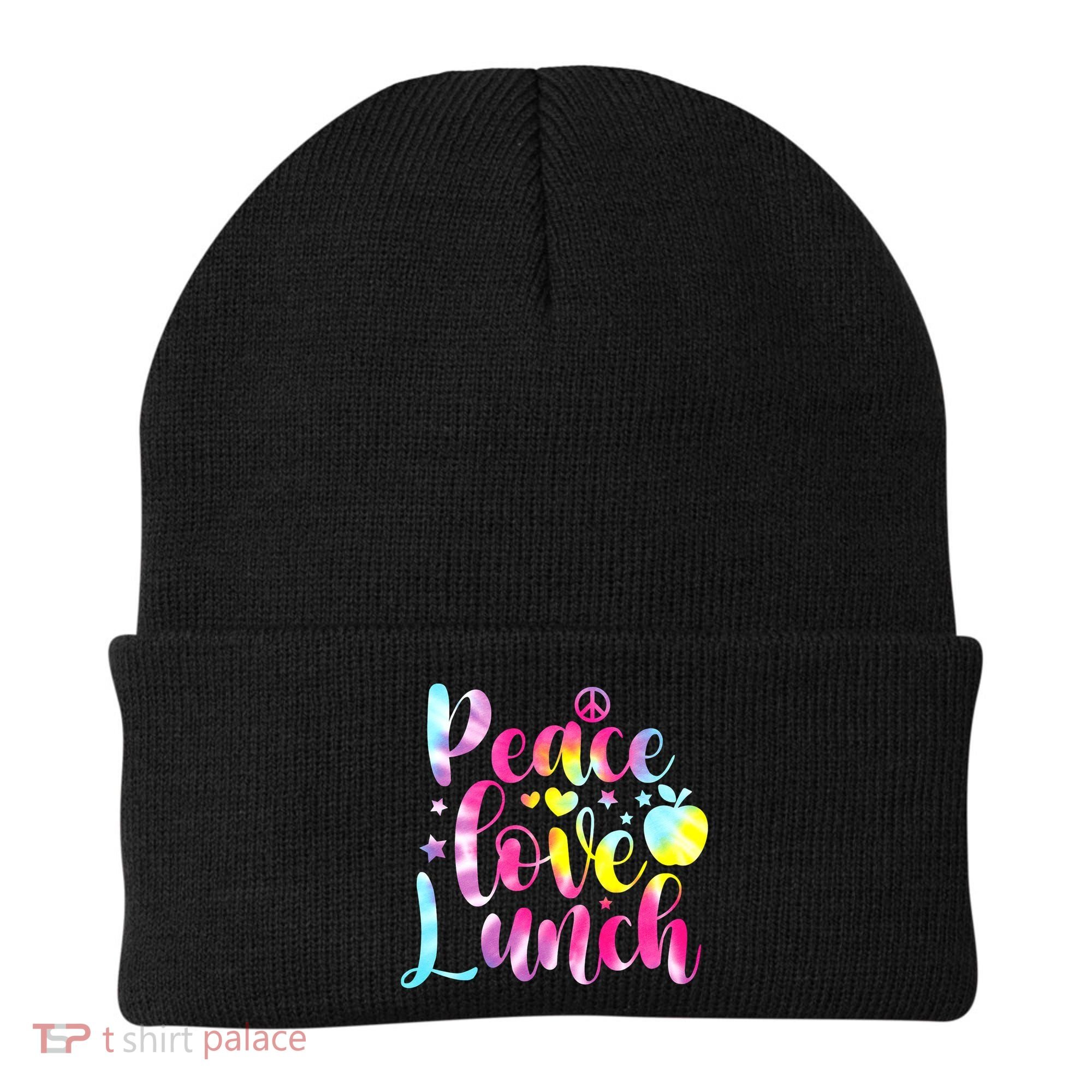 Tie Dye Lunch Lady Peace Love Lunch Cafeteria Squad Wo Beanie