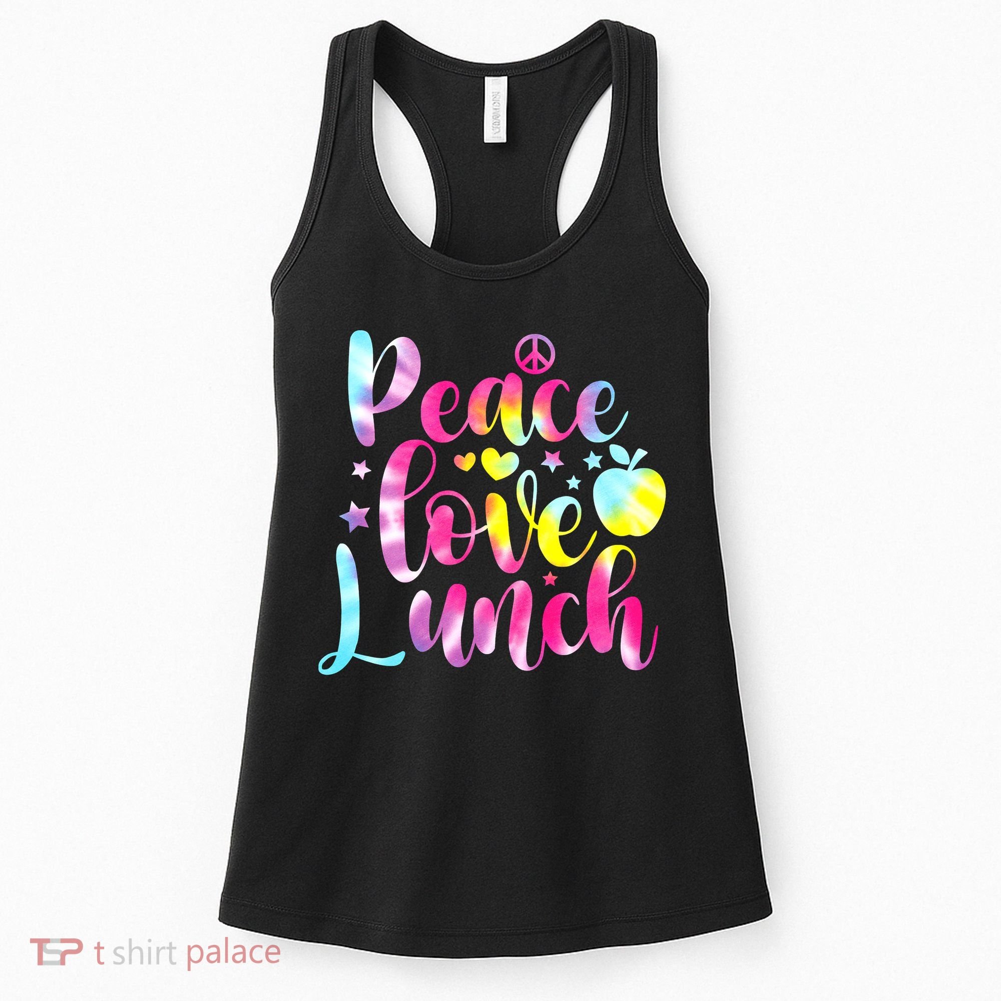 Tie Dye Lunch Lady Peace Love Lunch Cafeteria Squad Wo Women's Tank Top