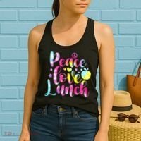 Tie Dye Lunch Lady Peace Love Lunch Cafeteria Squad Wo Women's Tank Top thumb 2