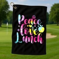 Tie Dye Lunch Lady Peace Love Lunch Cafeteria Squad Wo Golf Towel thumb 1