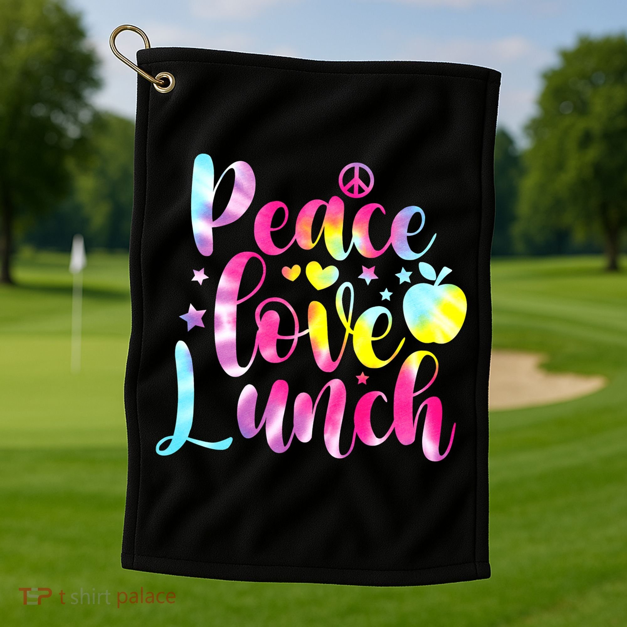 Tie Dye Lunch Lady Peace Love Lunch Cafeteria Squad Wo Golf Towel