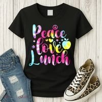 Tie Dye Lunch Lady Peace Love Lunch Cafeteria Squad Wo Women's T-Shirt thumb 3