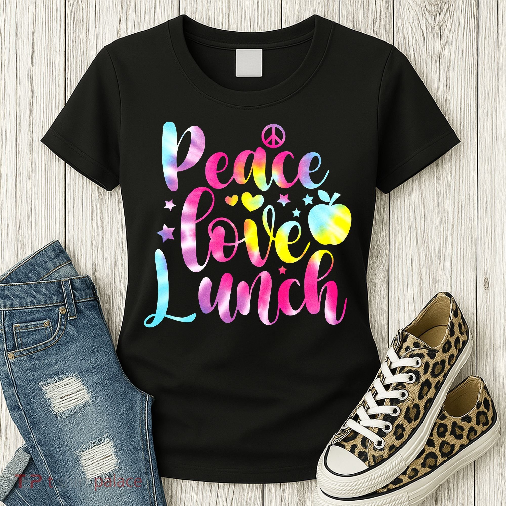 Tie Dye Lunch Lady Peace Love Lunch Cafeteria Squad Wo Women's T-Shirt