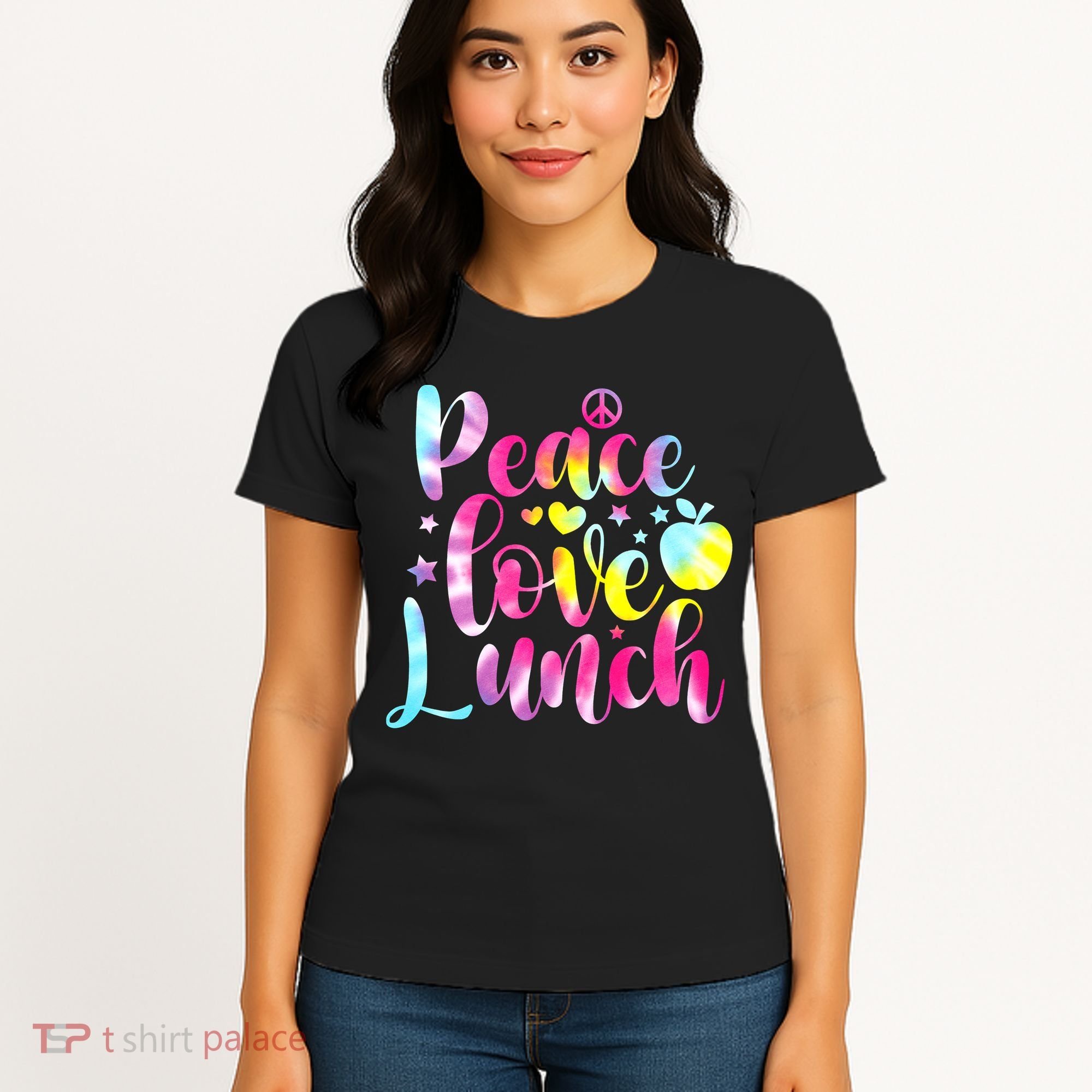 Tie Dye Lunch Lady Peace Love Lunch Cafeteria Squad Wo Women's T-Shirt