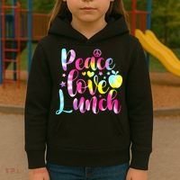 Tie Dye Lunch Lady Peace Love Lunch Cafeteria Squad Wo Kids Hoodie thumb 3