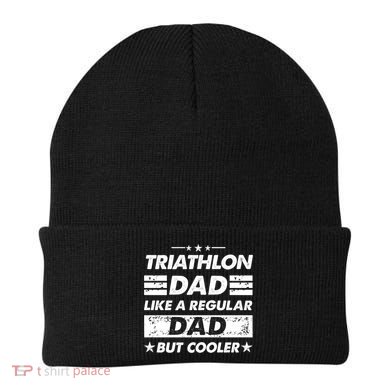 Triathlon Dad Like A Regular Dad Funny Triathlon Great Gift Beanie