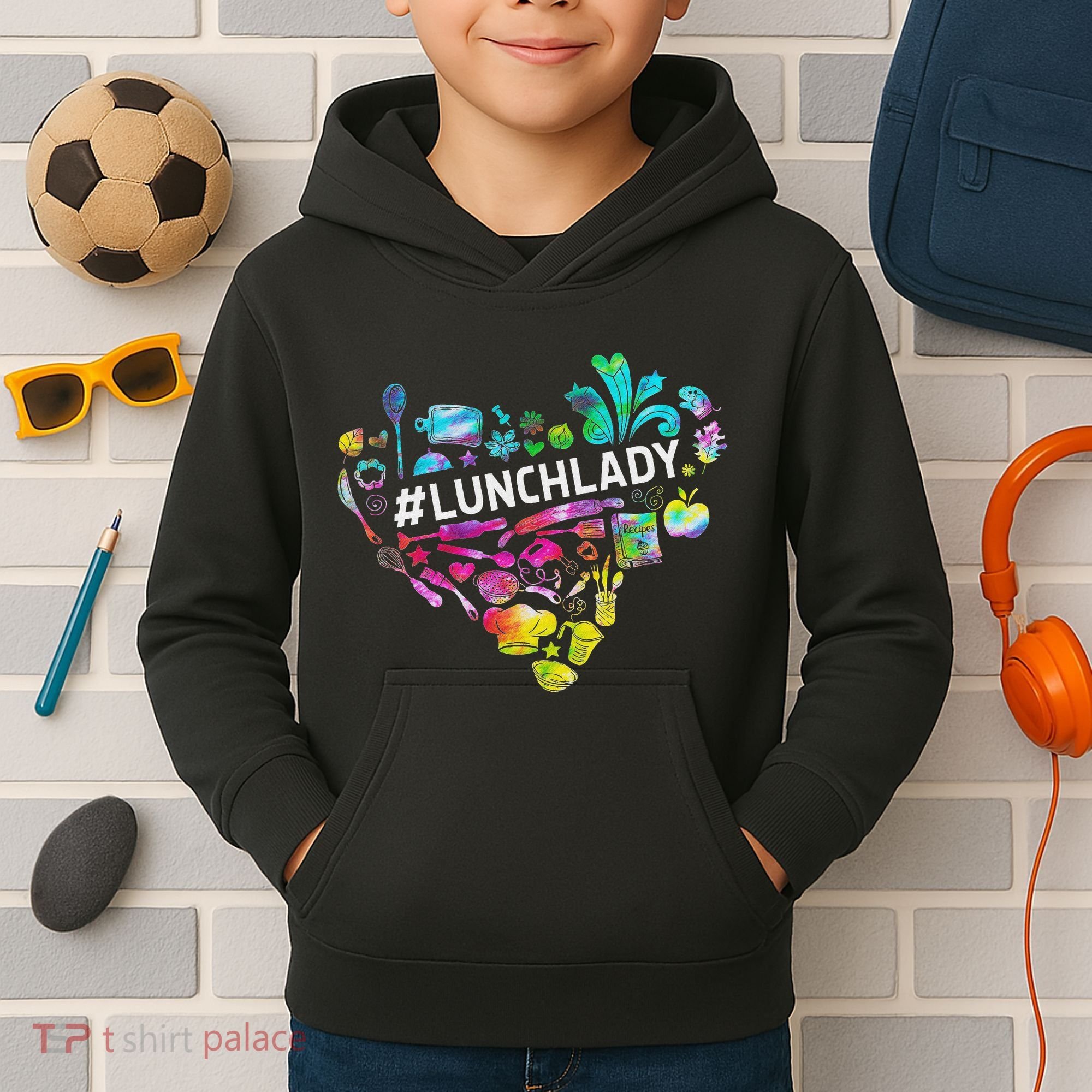 Tie Dye Lunch Lady Cafeteria Staff Welcome Back To School Kids Hoodie