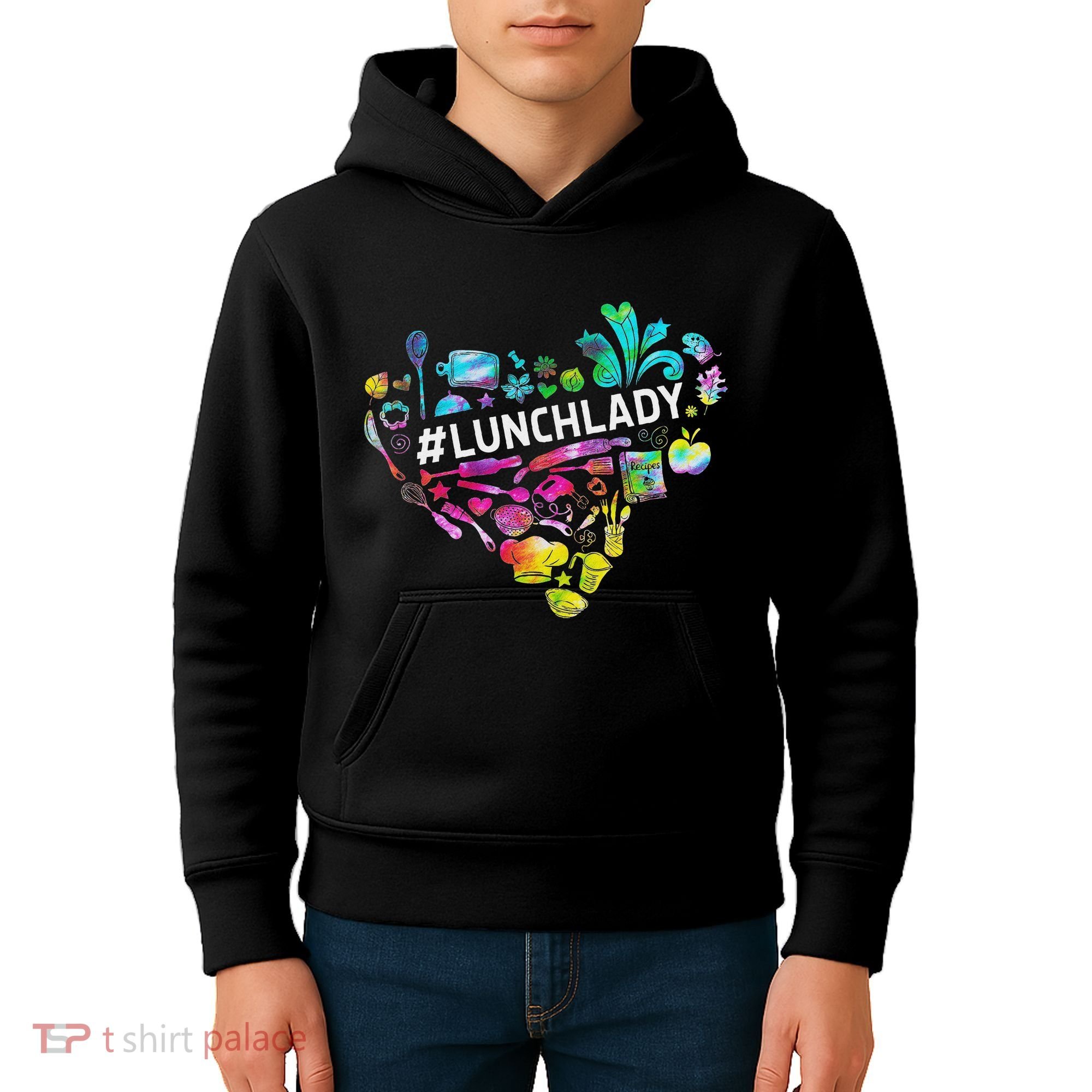 Tie Dye Lunch Lady Cafeteria Staff Welcome Back To School Kids Hoodie