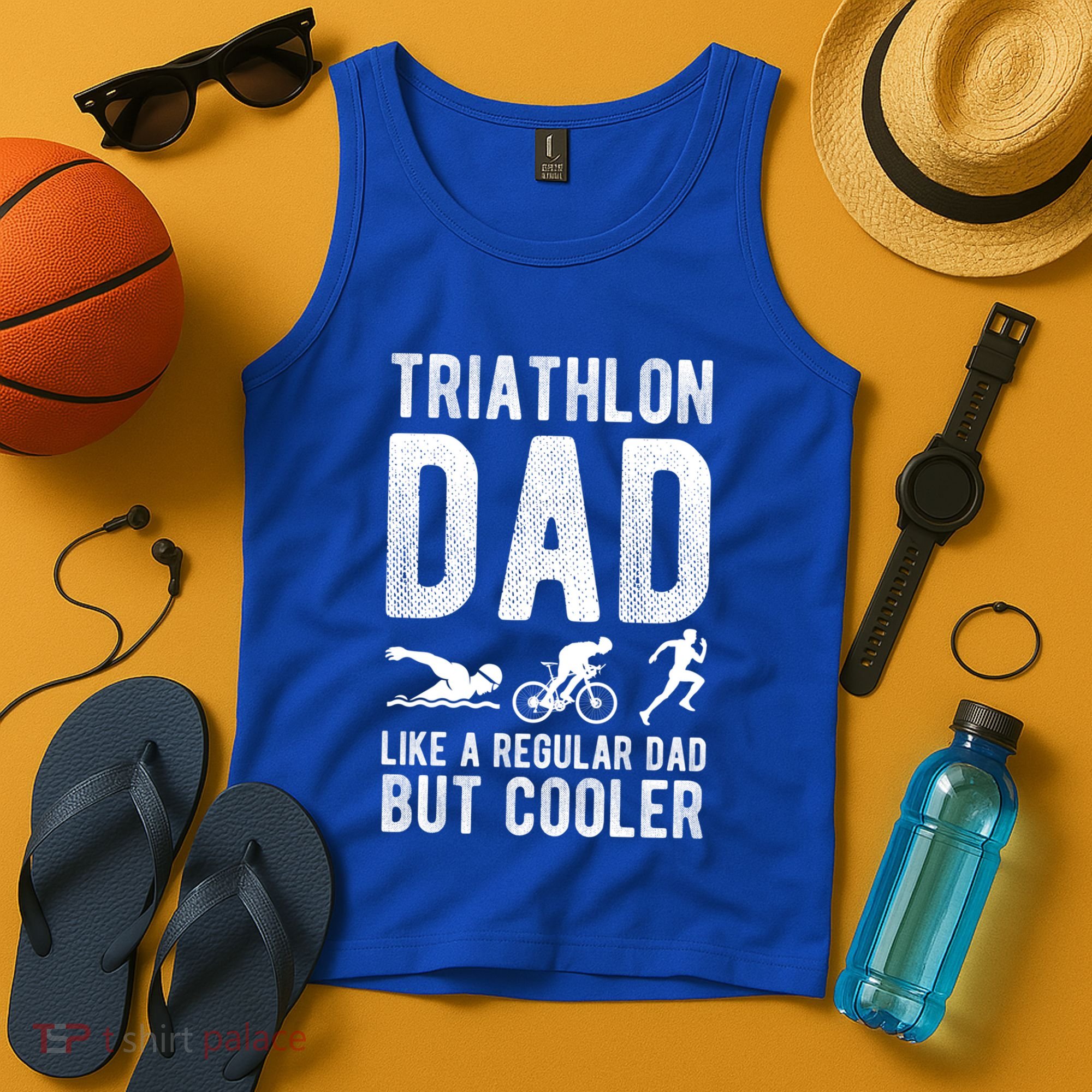 Triathlon Dad Like A Regular Dad But Cooler Triathlon Dad Cute Gift Tank Top