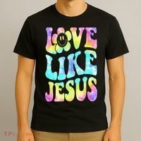 Tie Dye Love Like Jesus Retro Groovy Christian Religious God T-Shirt thumb 3