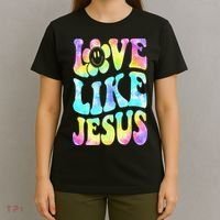 Tie Dye Love Like Jesus Retro Groovy Christian Religious God T-Shirt thumb 4