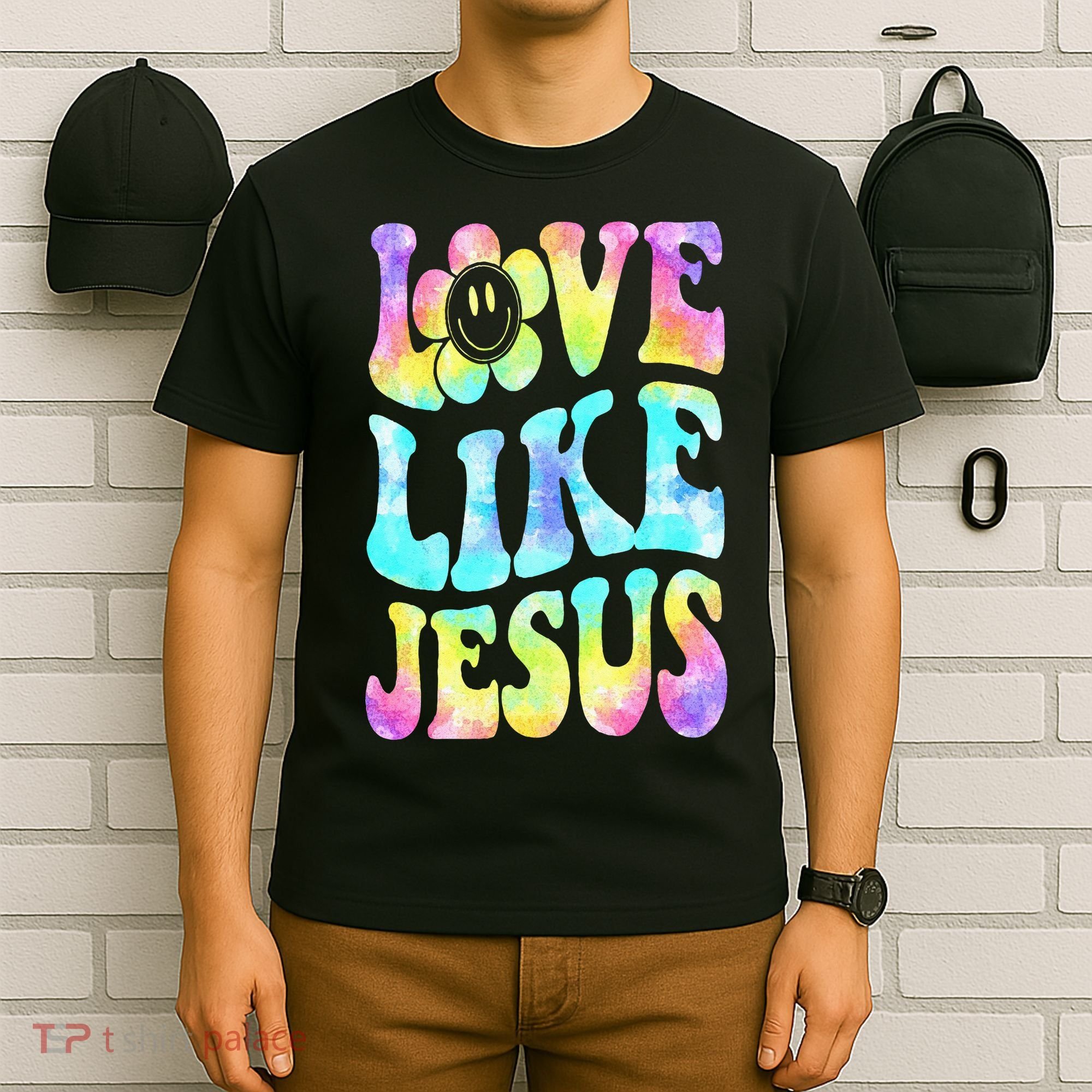 Tie Dye Love Like Jesus Retro Groovy Christian Religious God T-Shirt